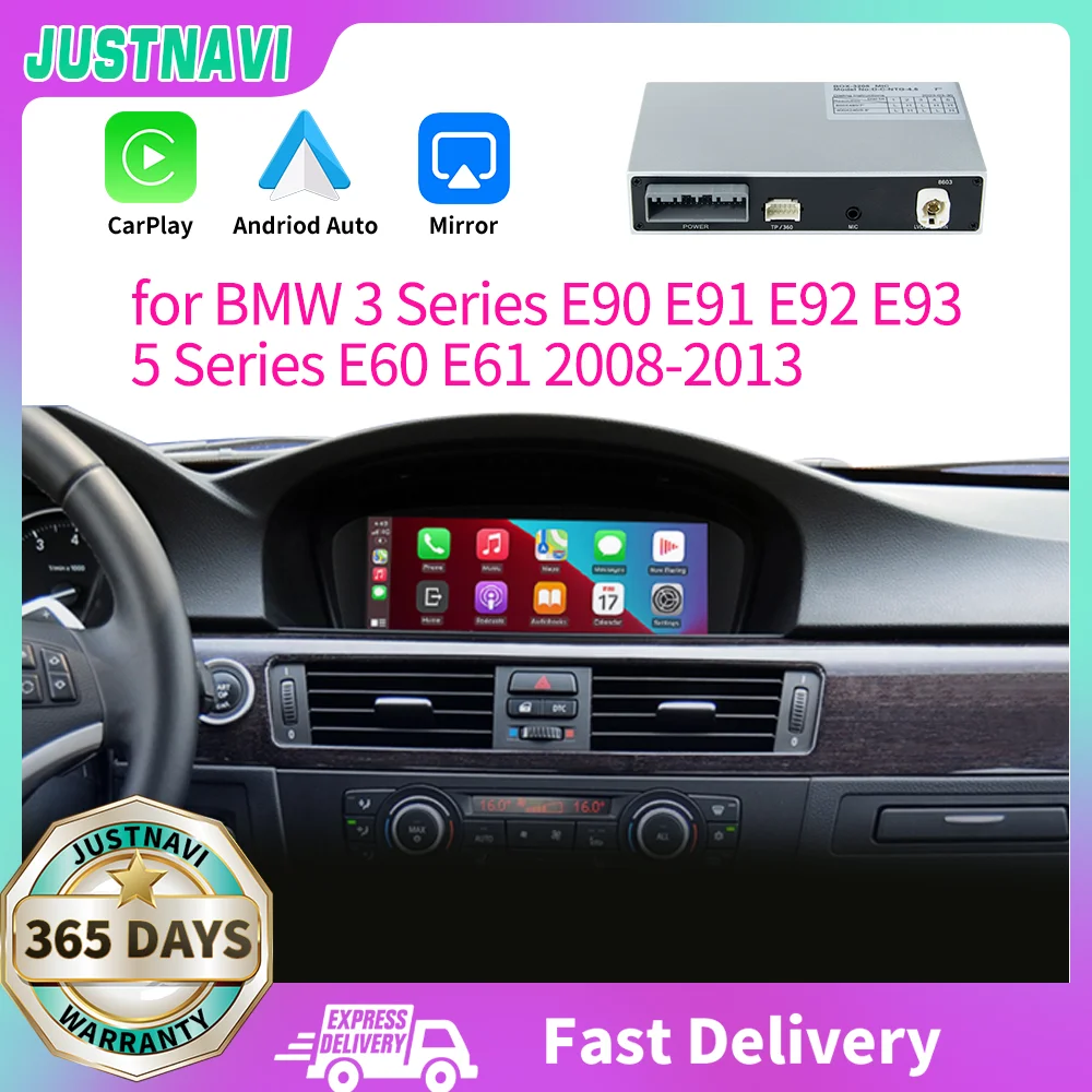 

JUSTNAVI Wireless CarPlay for BMW 3 Series E90 E91 E92 E93 5 Series E60 E61 2008-2013 with Android Auto Mirror Link AirPlay Car