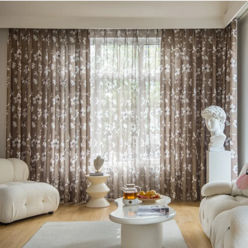 Классические шторы Северной Америки кофейного цвета занавески с принтом в виде