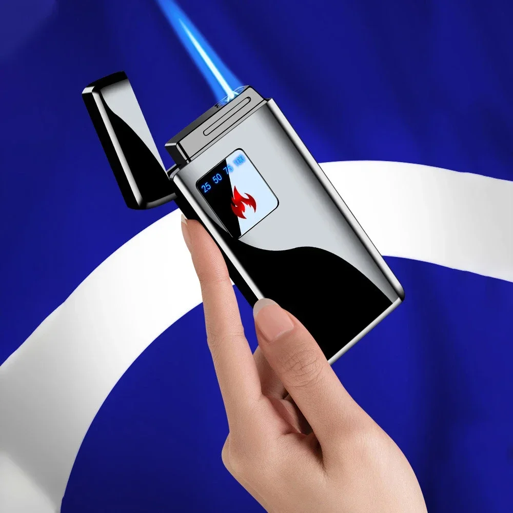 2 в 1 струйная зажигалка с пламенем сенсорный экран ветрозащитный фонарь надувная