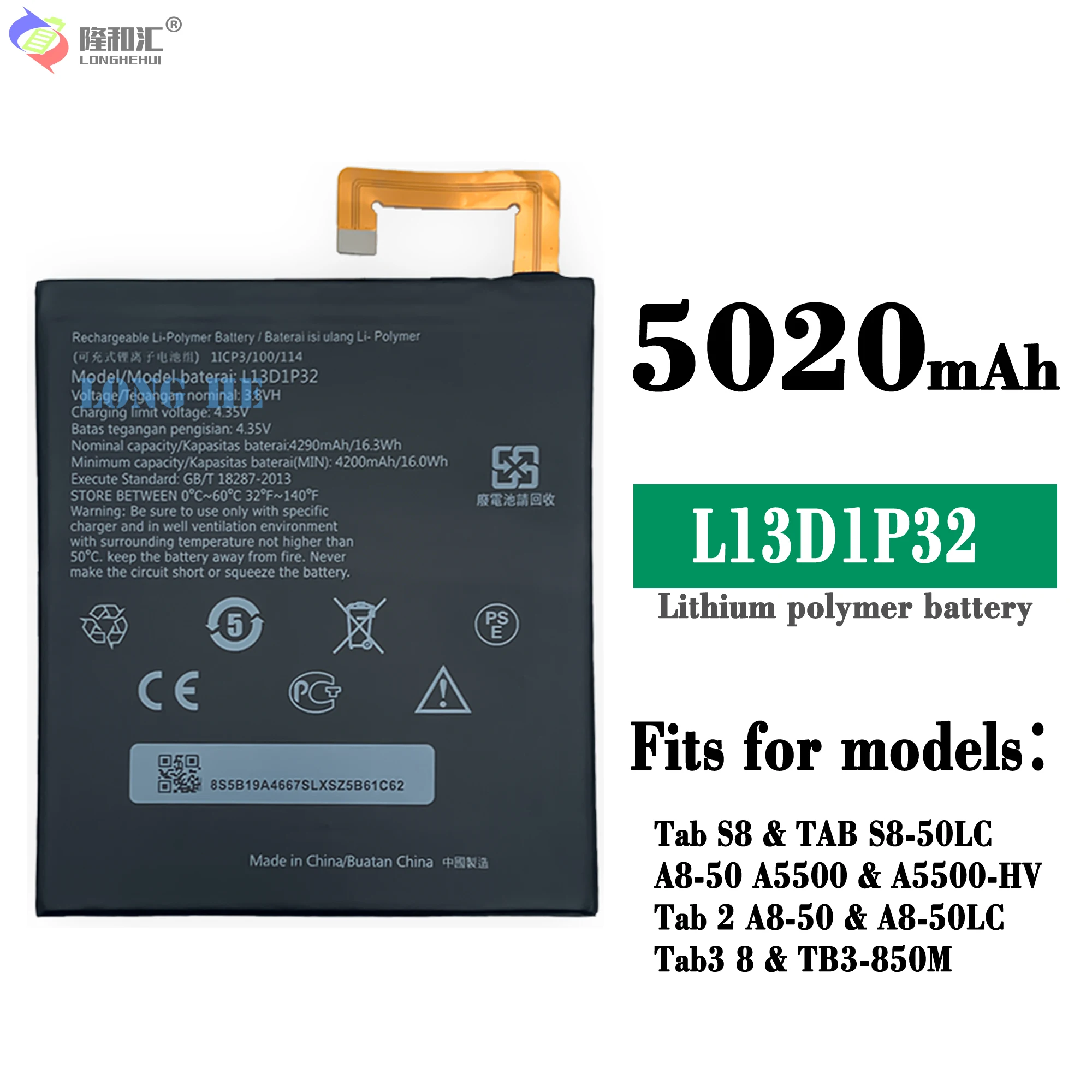 Original Battery L13D1P32 For Lenovo Lepad 8inch A8-50 A5500 S8-50 Tab 3 TB3-850F TB3-850M Batterie 4290mAh Bateria enlarge