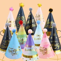 kids birthday hats bronzing birthday paper cap party hat baby shower happy birthday decoration boy girl party supplies