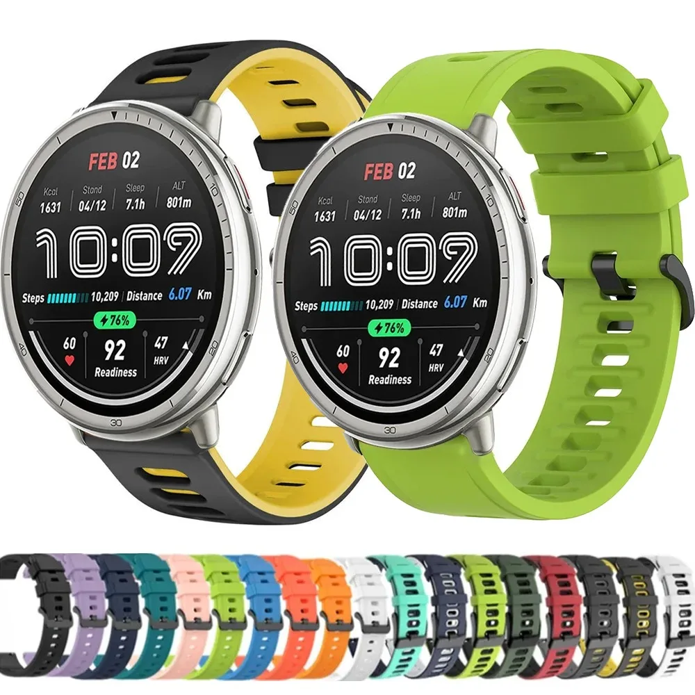 Фото Силиконовый ремешок 20 мм 22 мм для Amazfit Active 2/GTS 4 Mini Cheetah, круглый, удобный для Amazfit GTR/Balance/Bip 6 5/Stratos, ремень №1