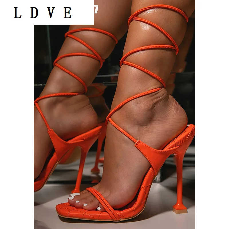 

Сандалии женские на тонком каблуке, босоножки с перекрестной шнуровкой, ремешок, пикантная летняя обувь, 42, 2022