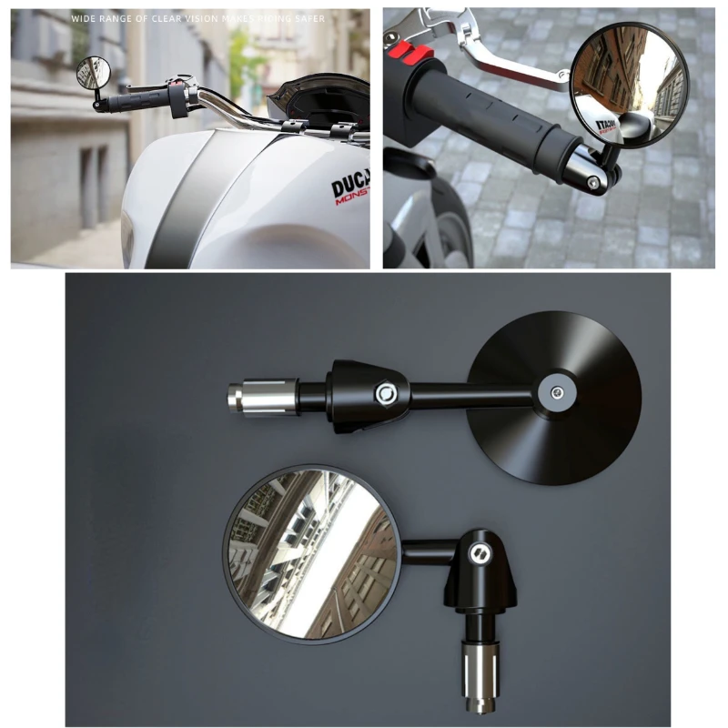 

Motorcycle Rear View Mirrors Round Handle Bar End Foldable Motorbike Universal Retro Handlebar Head Reversing Rearview Mirror