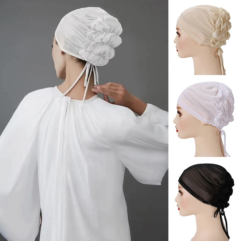 

Muslim Women Inner Hat Hijab Chiffon Thin Islamic Abayas Jersey Instant Wrap Headscarf Lace Cap Turban Headwear Headscarf Wrap