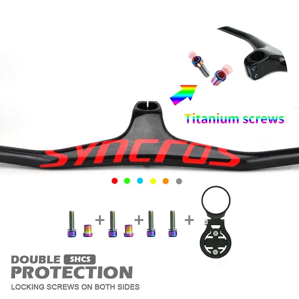 

SYNCROS Bicycle Handlebar Integrated UD Carbon Handlebar for MTB Glossy Mountain Bike Accessories With Titanium Screw