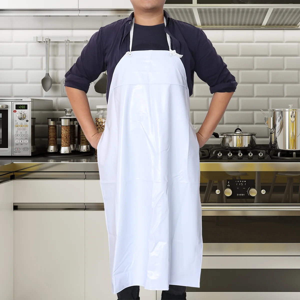 

Apron Waterproof Aprons Kitchen Dishwashing Cooking Butcher Vinyl Work Rubber Bib Chef Neck Industrial Heavy Duty Resistant
