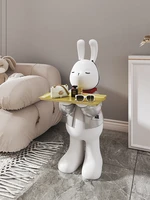 creative rabbit large floor tray home decoration accessories figurines for interior living room resin animal ornaments statue