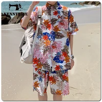 kenntrice summer casual suits fashion vacation hawaiian mens shirts shorts two piece short sleeve beach outdoor sets for man