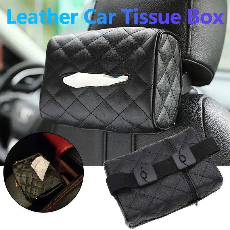 

Car Tissue Box Storage Organizer Leather Sun Visor Armrest Tissue Bag Dashboard Decoration Auto Interior Accessories Universal