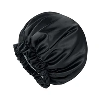 solid satin bonnet for women double layered large size sleep hat silky soft night cap unisex hair care de nuit shower turban