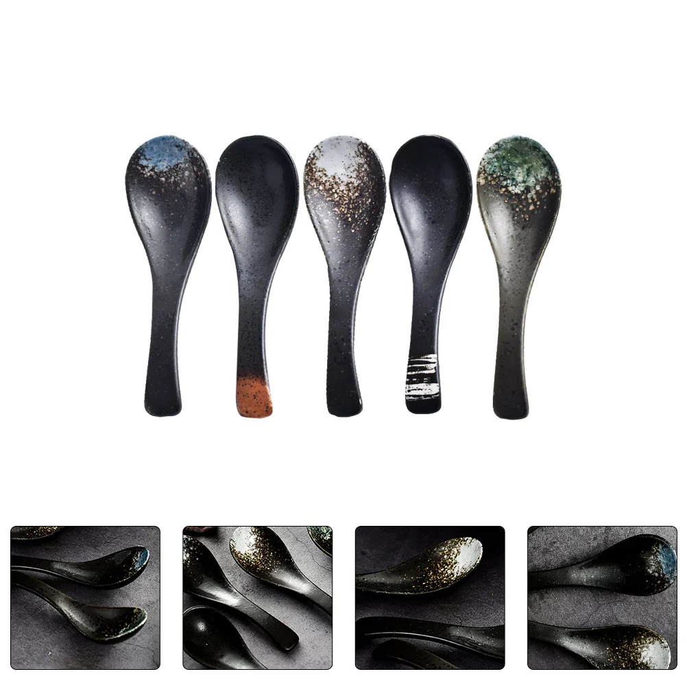 

Spoons Spoon Soup Ceramic Chinese Ramen Asian Japanese Rice Porcelain Serving Appetizer Dinner Wonton Kitchen Style Noodle Sugar