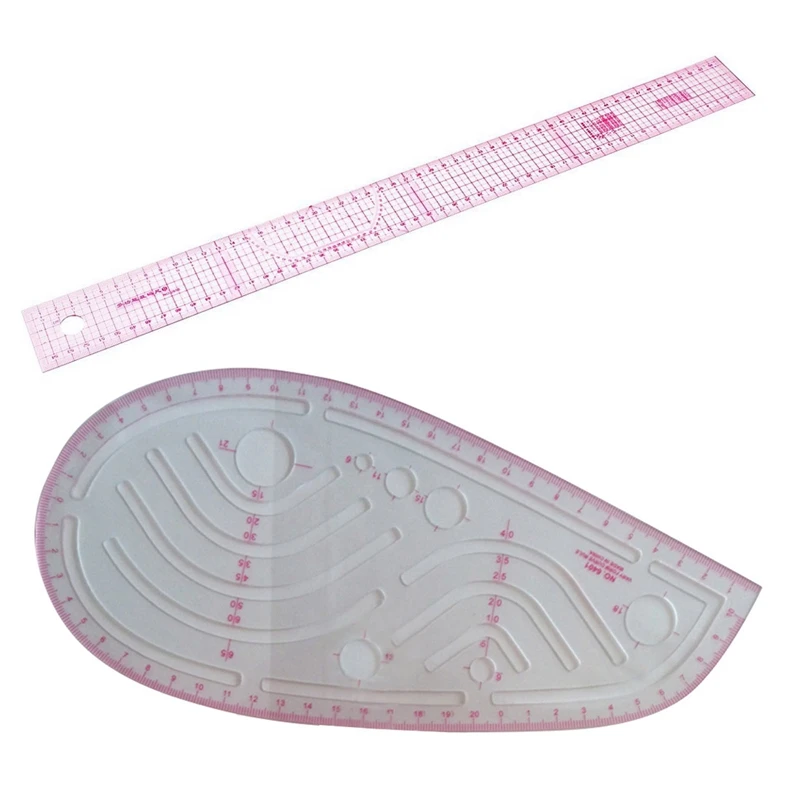 

HOT-Styling Design Ruler French Curve Hip Curve Cut-Out Slot Straight Ruler & Sewing Tailor 54 Cm Shared Double Side Metric Stra