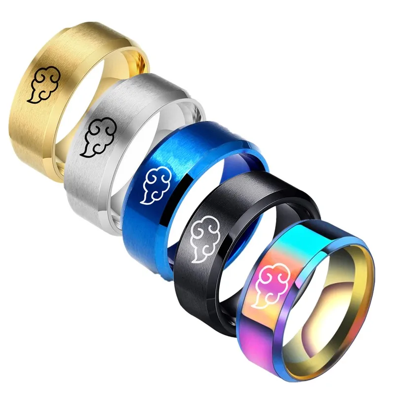 

Aroutty Кольца 8mm Japanese Style Anime Cosplay Cloud Spin Rings Stainless Steel Jewelry For Women Men Anime Fans Ring Jewelry