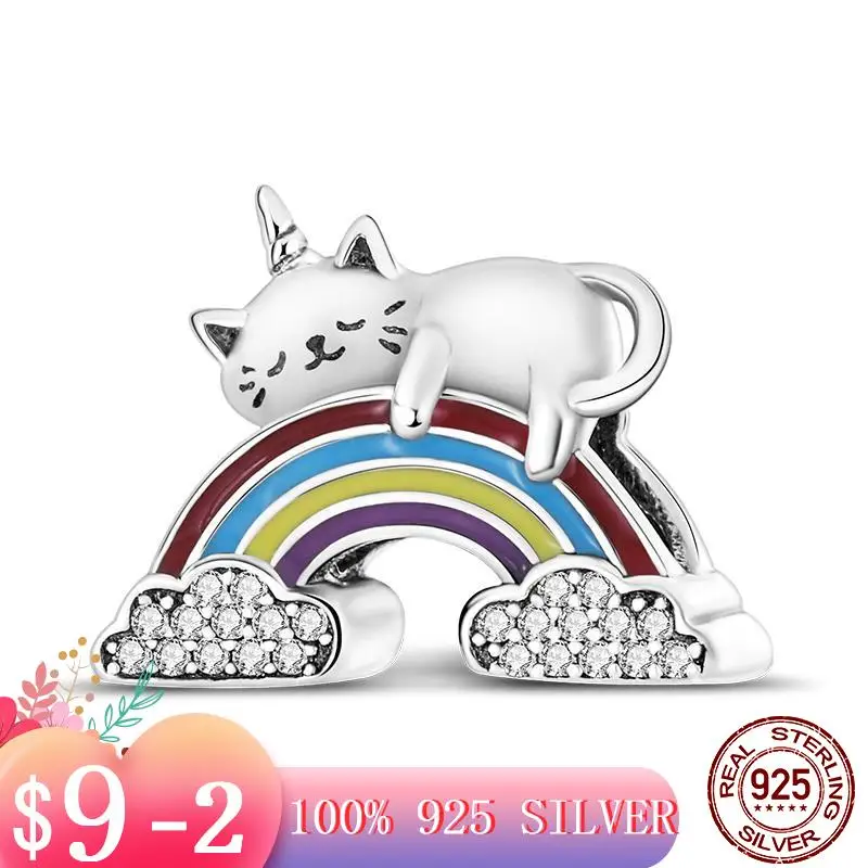 

Браслет Pandora женский из серебра 925 пробы с радужной кошкой