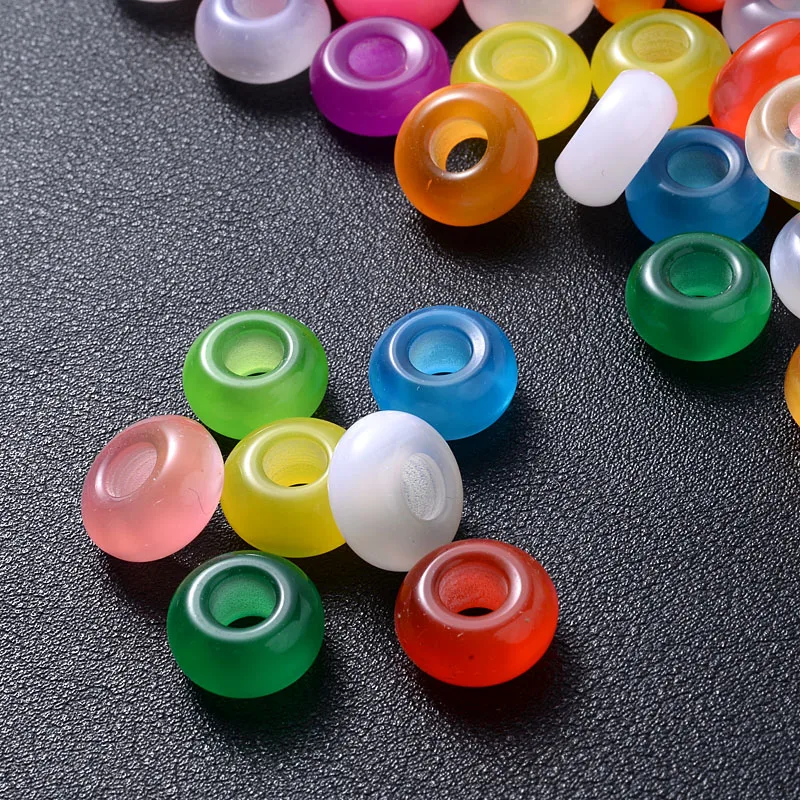 Круглые плоские бусины из смолы с большими отверстиями россыпью насыпью для