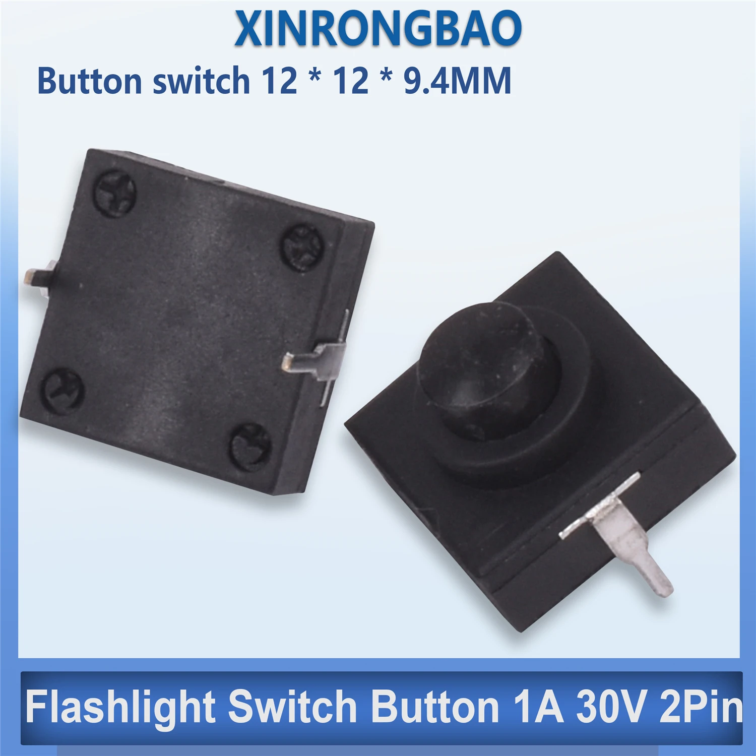 

10/20pcs Flashlight Button Switch 12*12*9.4mm 1A 30V CB-1212-112D 2Pin black Mini Ultra-Thin Middle of the feet Switch ON-OFF