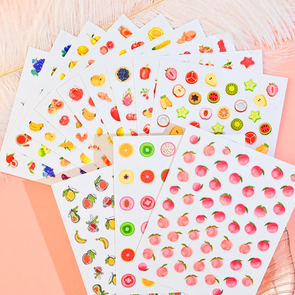

12pcs/Set 3D Fruit Nail Stickers Cherry Lemon Peach Grape Nail Art Decals Nail Polish Sliders Manicure Decoration SS#2022188