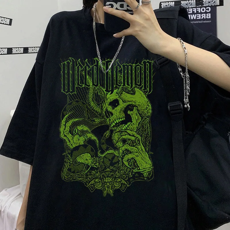 

Femme T Shirt Gothic Dark Women Tshirts Oversize Tee Punk Black Graphic Clothes Kpop Harajuku Streetwear Hip Hop Short Sleeve
