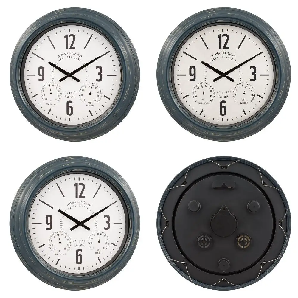 

Stylish Luxurious 18" Hamilton Blue Analog Metal Clock by Crosse - Quartz Indoor/Outdoor Quartz Clock 433-3838-436