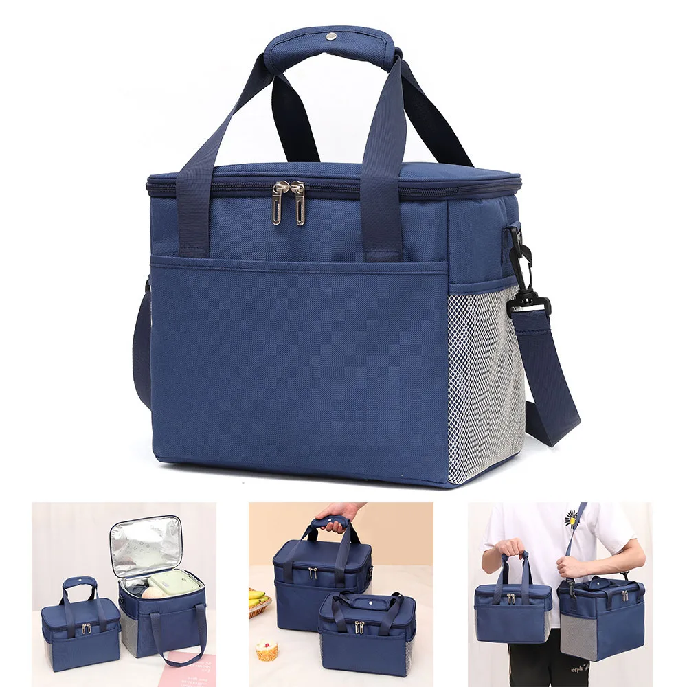 Portable Cooler Bag Folding Food Thermal Box Insulation Picnic Ice Pack Durable Waterproof Shoulder Strap S/L Office Bento Pouch
