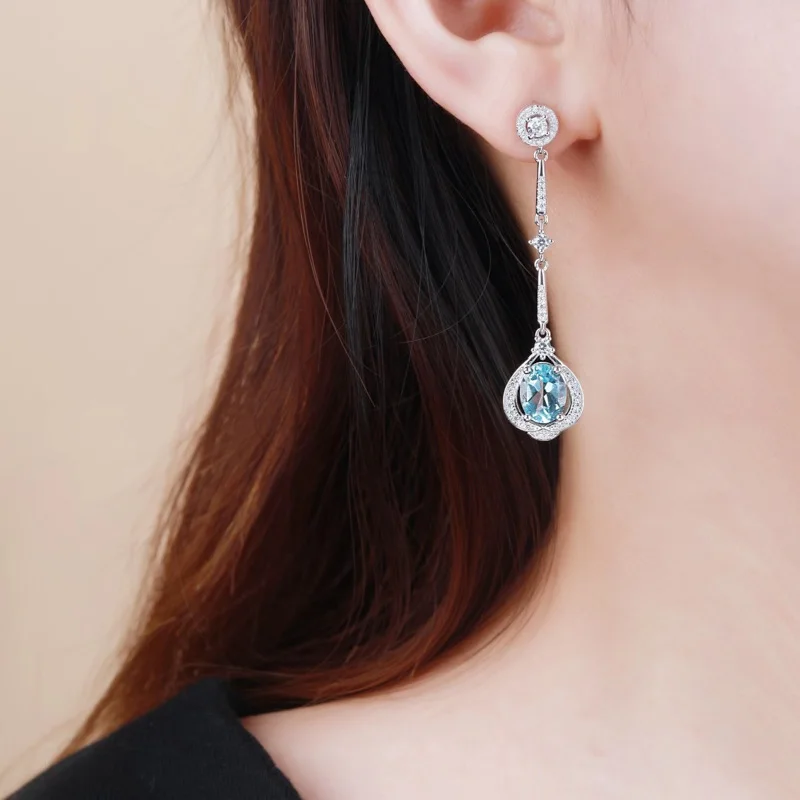 CSJ натуральная синяя серьга с топазом из стерлингового серебра 925 пробы аметист