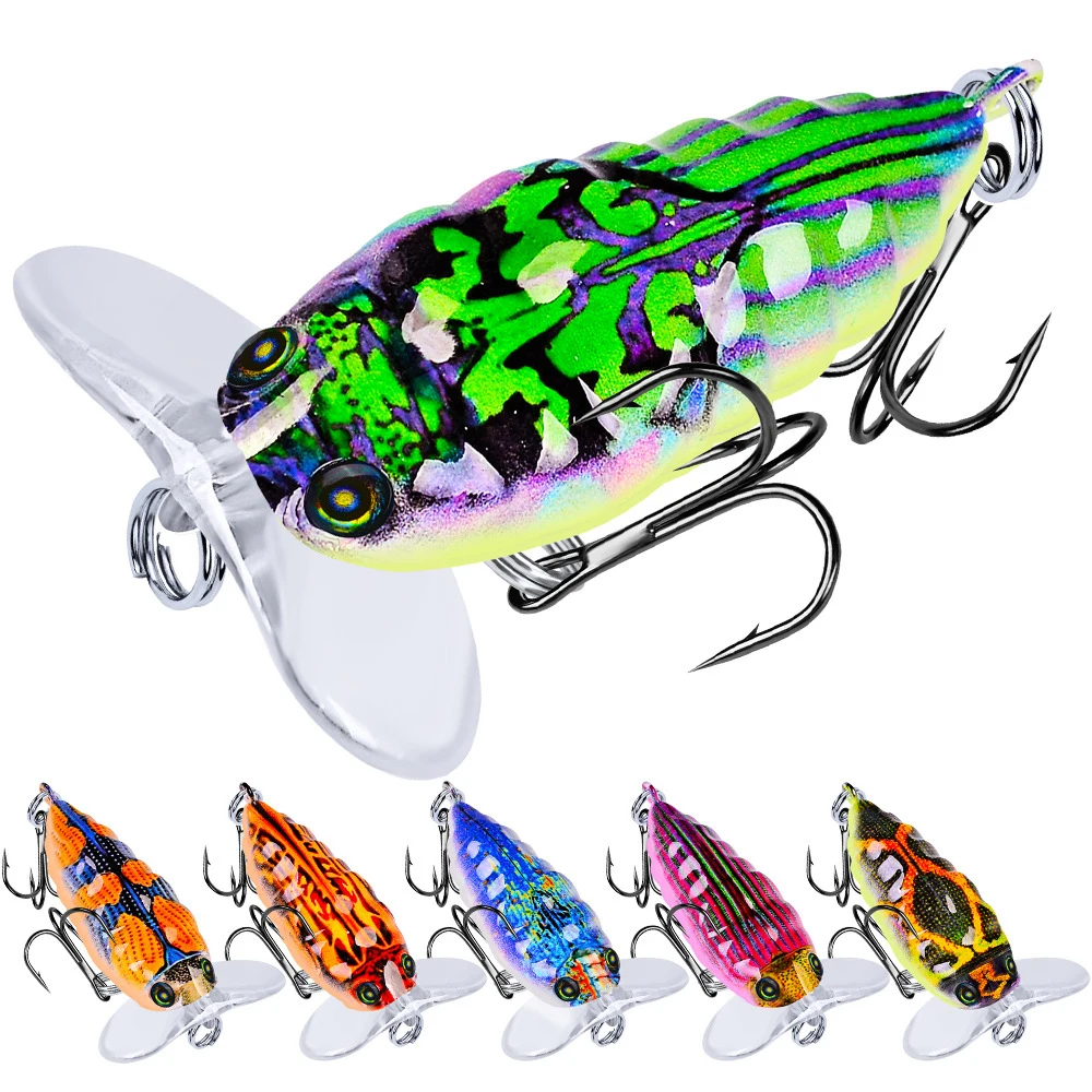 

Cicada Fishing Lures 4cm/1.57in 4g/0.14oz Popper Baits Floating Hard Baits with 2 Treble Hook for Freshwater Saltwater