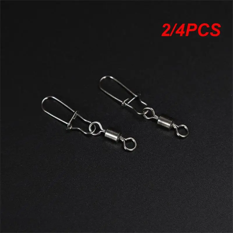 

2/4PCS lot Fishing Connector Swivels Interlock Pin Snap Rolling Swivel Stainless Steel Snap Fishhook Lure Fishing Accessories