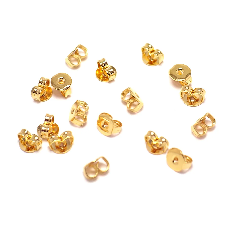 

30pcs Butterfly Earring Earplugs,5.4x4.6mm Single Hole Post Stopper Earplugs,Earrings Accessories,Gold Plaled Brass Ear Plug