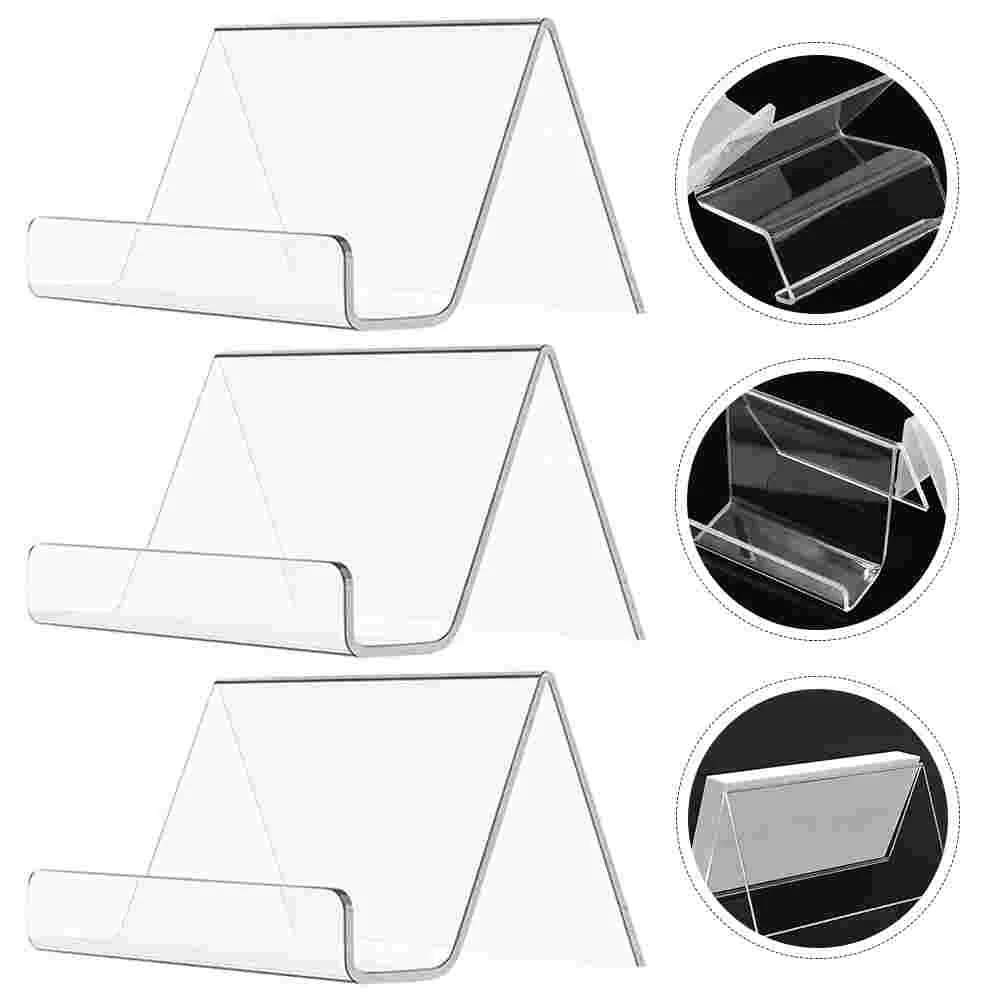 

3Pcs Business Sign Holders For Table Tops Business Card Bases Name Card Stands Acrylic Sign Holders For Table Tops