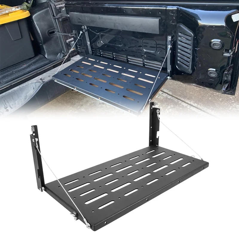 Фото Столик на заднюю дверь для Jeep Wrangler JK JKU 2007-2018, складная полка-столик для задней двери, органайзер для хранения, грузовой багажник №1