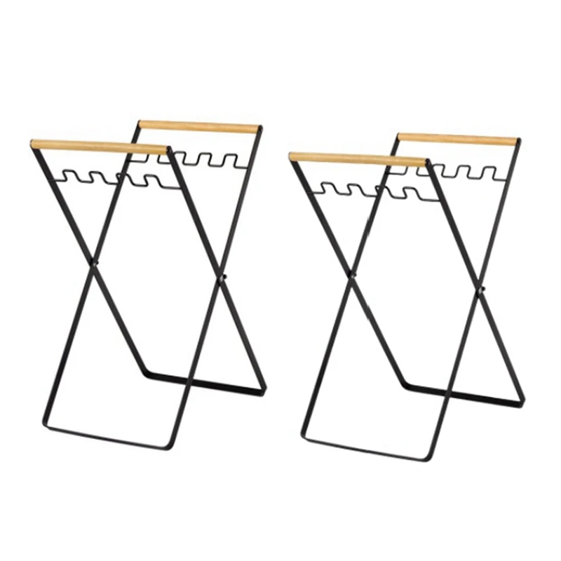 Держатель для мусорного пакета с деревянной ручкой портативный кухонный стеллаж