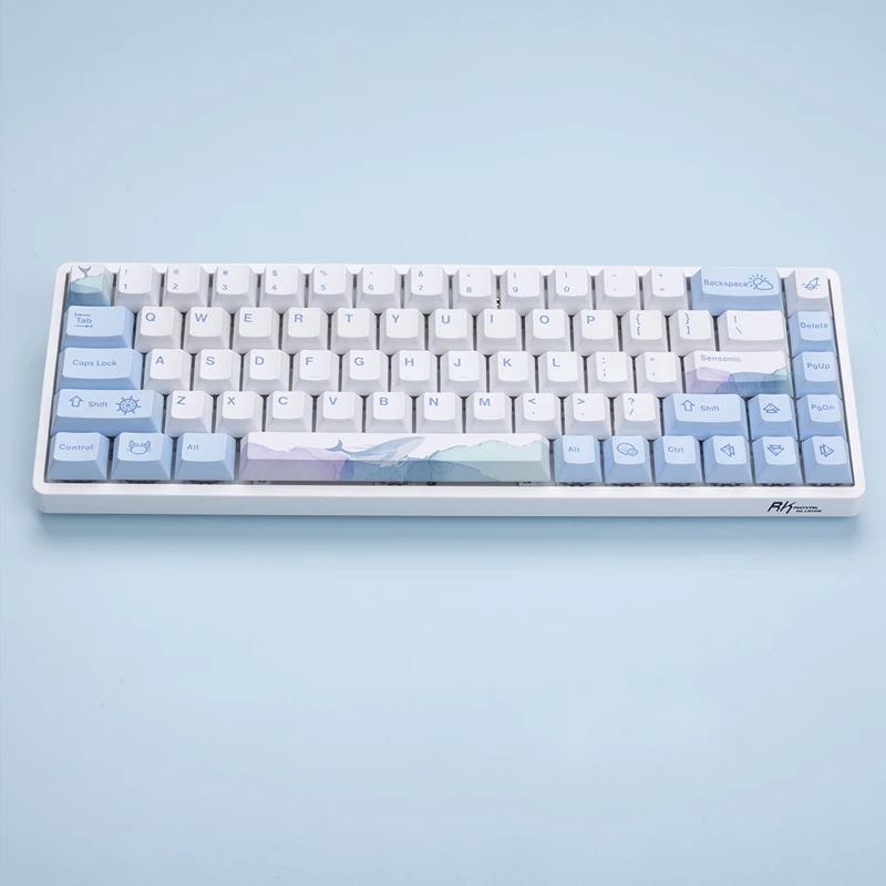 

129 Keys Pbt Keycap Minimalism Blue White Cherry Profile Ocean Keycaps For Mx Switch Mechanical Keyboard Dye Sublimation Desktop