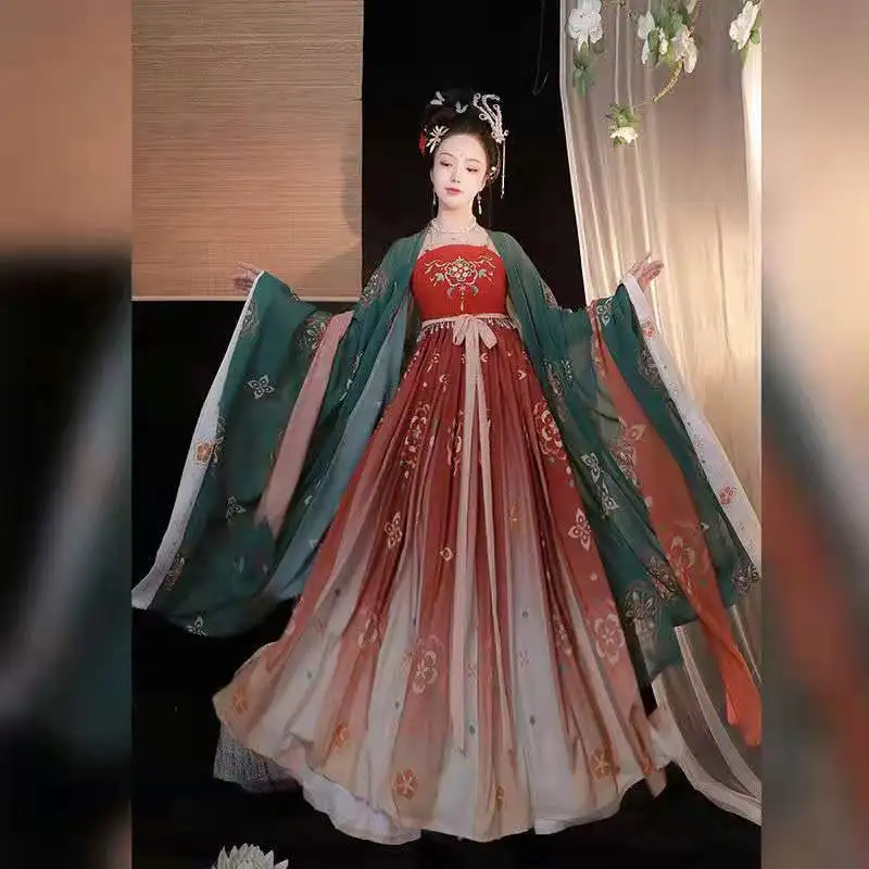 

Женский костюм Hanfu, элегантный традиционный китайский стиль, платье принцессы ханьфу, костюм Тан в старинном фольклорном стиле, Сказочная одежда для выступлений