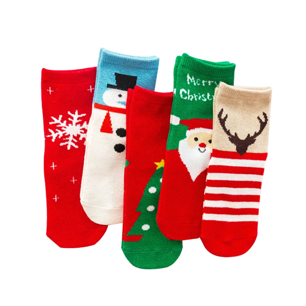 

5 Pair Infant Toddler Kids Christmas Holiday Winter Warm Socks Xmas Festival Socks for Children Boys