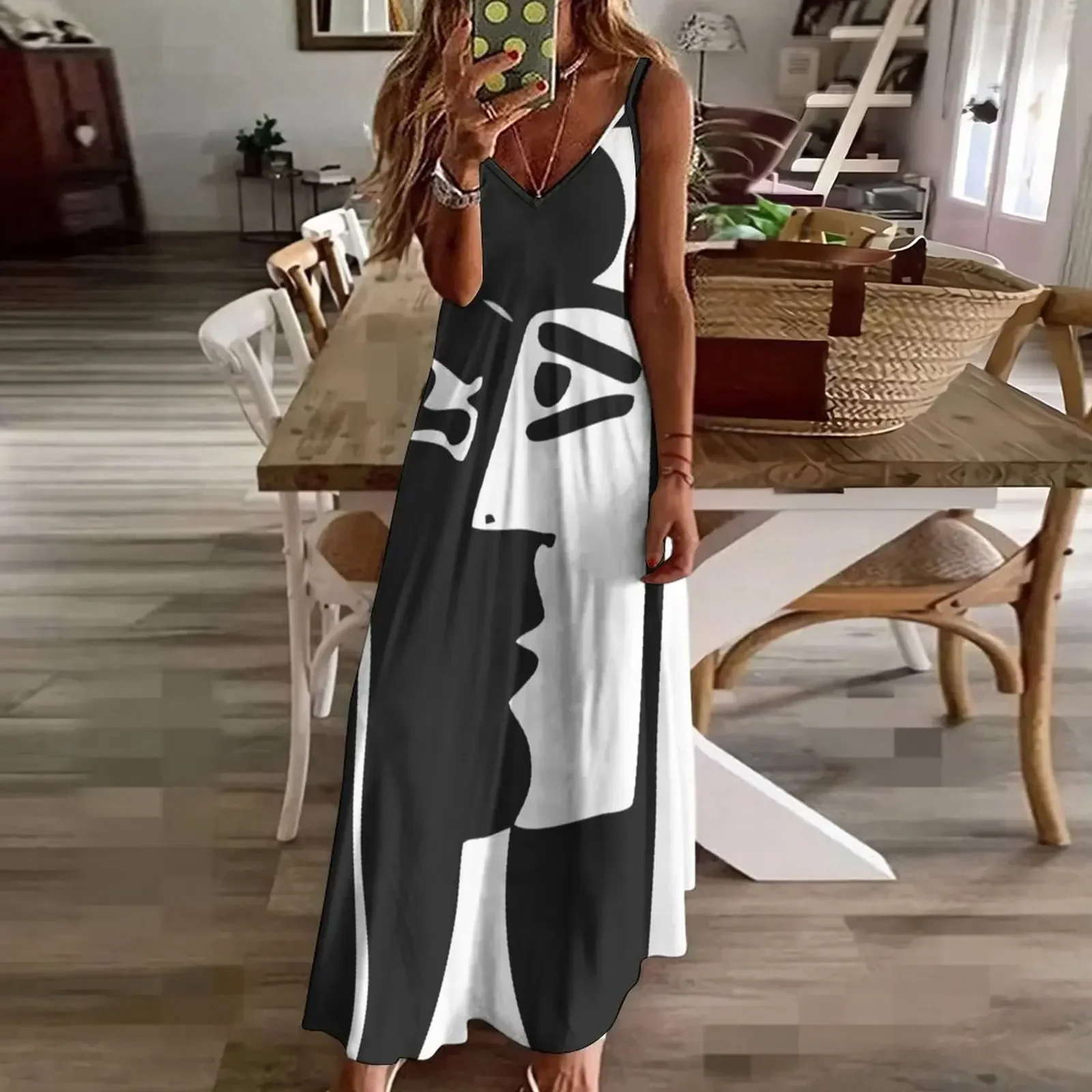 Черно-белые лица VectorArt. Платье без рукавов одежда для торжества платье выпускного