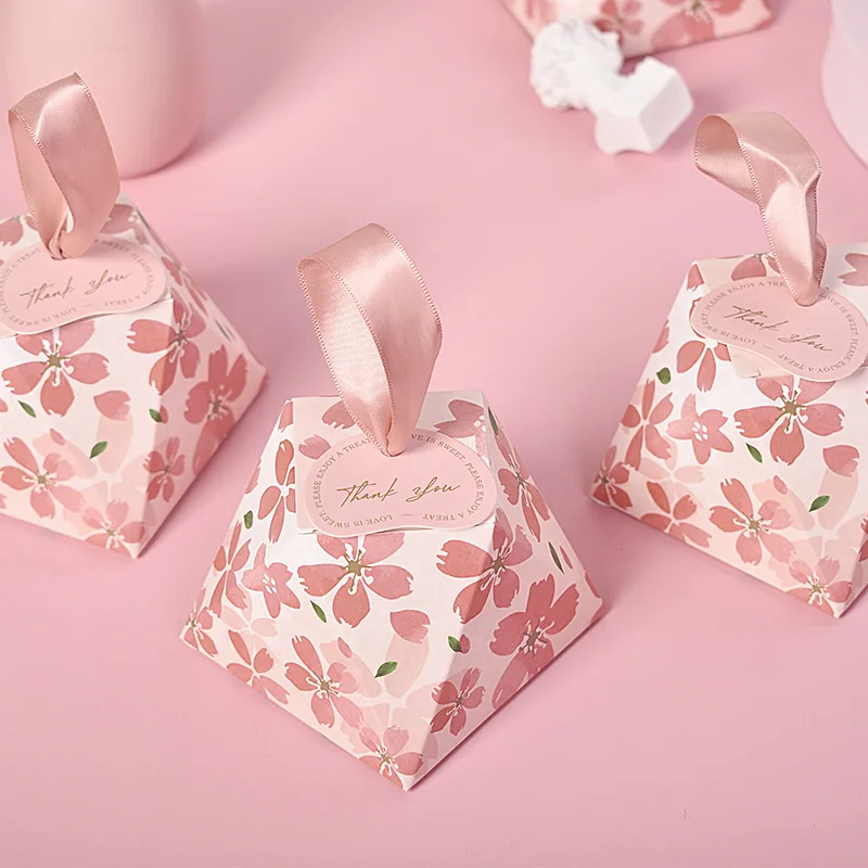 

50/100Pcs Gift Box Diamond Shape Paper Candy Boxes Chocolate Packaging Box Wedding Favors For Guests Baby Shower Birthday Party