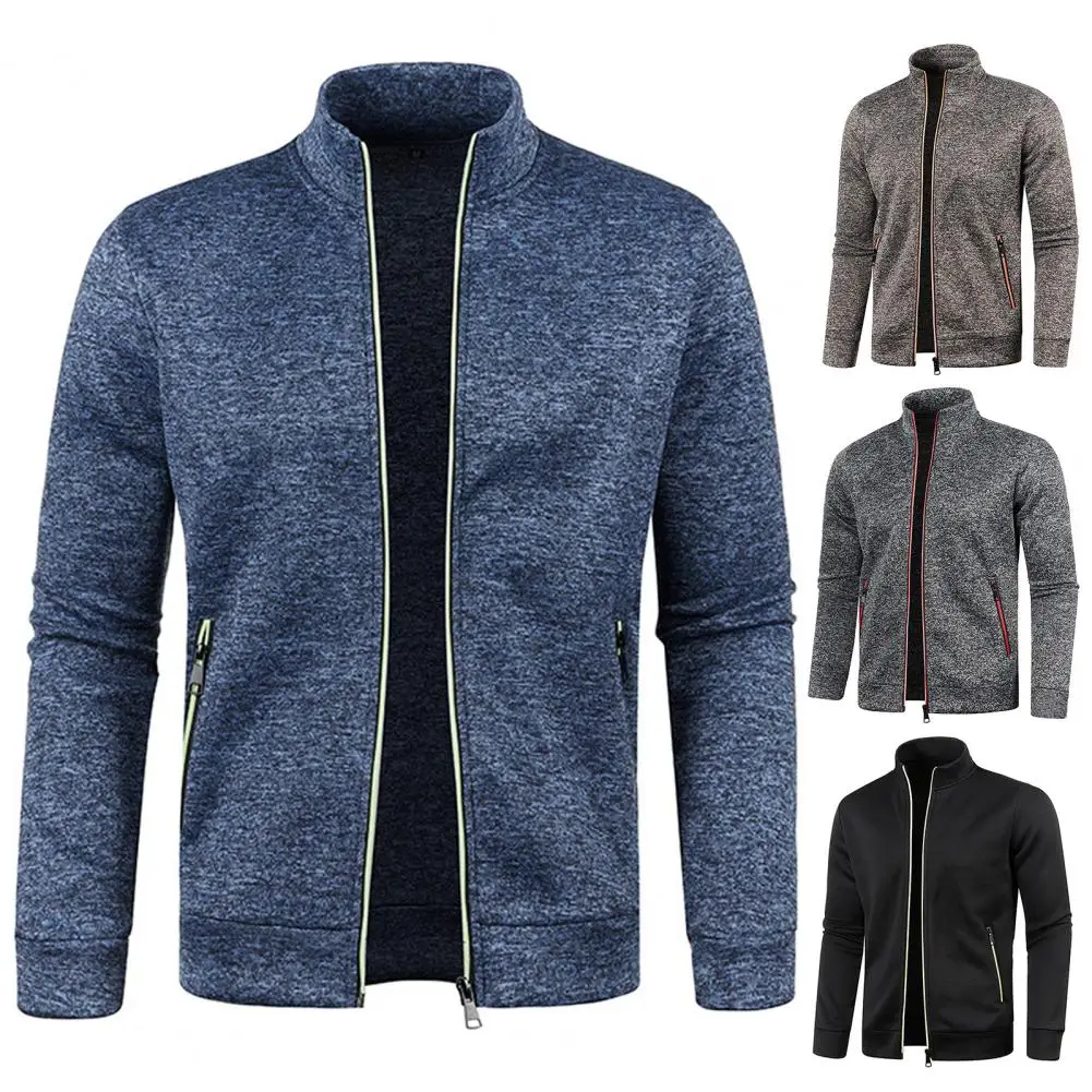 

Sweatshirt Outerwear Shrink Resistant Sweatshirt Coat Stand Collar Male Oversized Pure Color Gym Jacket Outerwear Warm