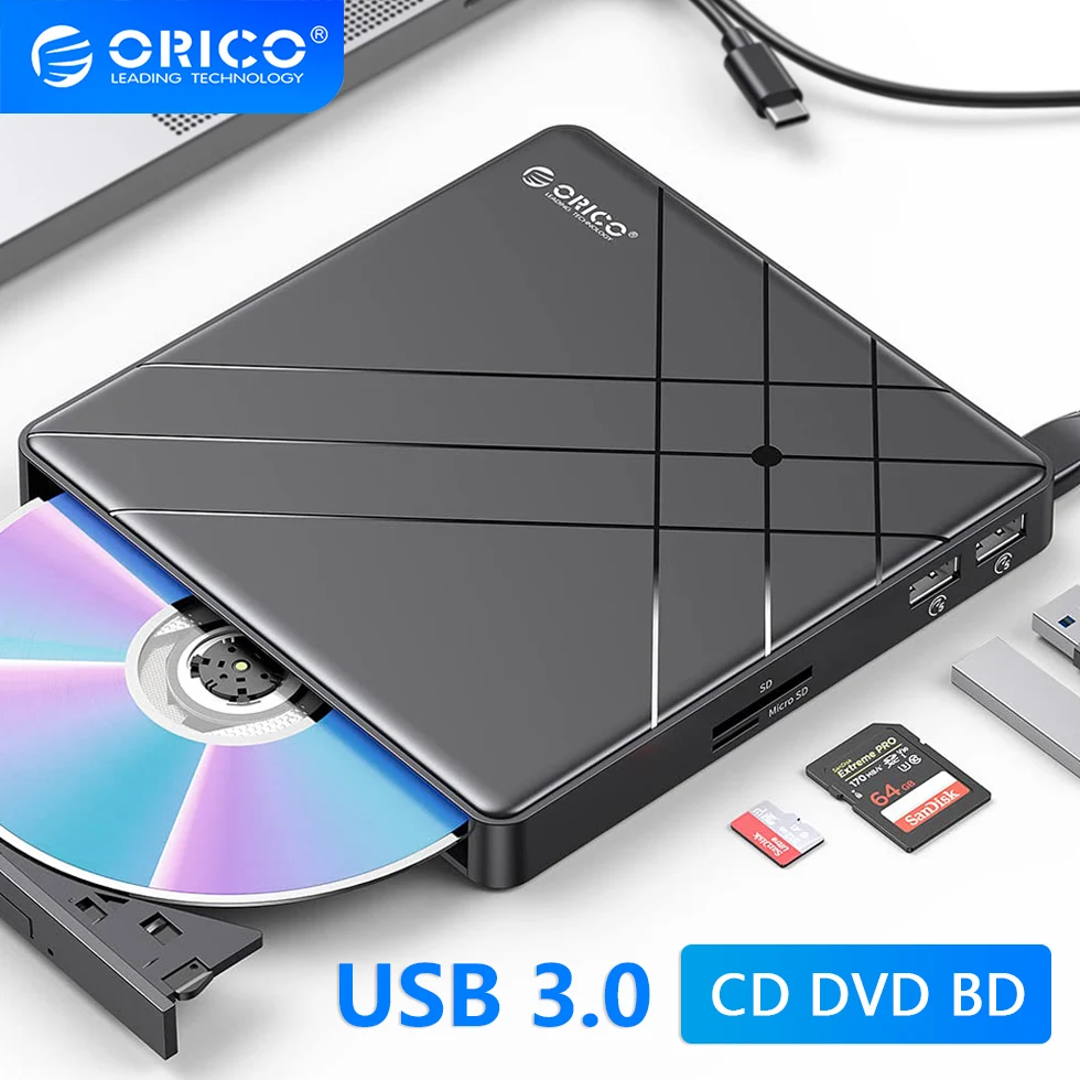

ORICO External Disk Recorder Reader Burner for 5" CD R/RW ROM DVD RAM DL BD Tray Player Drawer Optical Drive Case Disc Enclosure