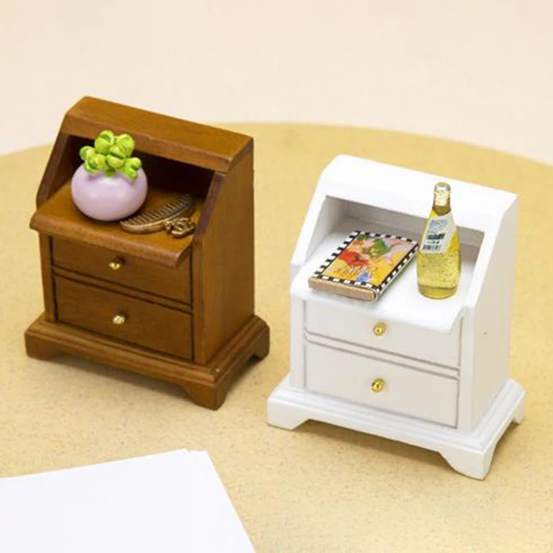 

1/12 миниатюрный деревянный прикроватный столик для кукольного домика, многофункциональный ящик для хранения, модель шкафа «сделай сам», кукольный домик, украшение для спальни