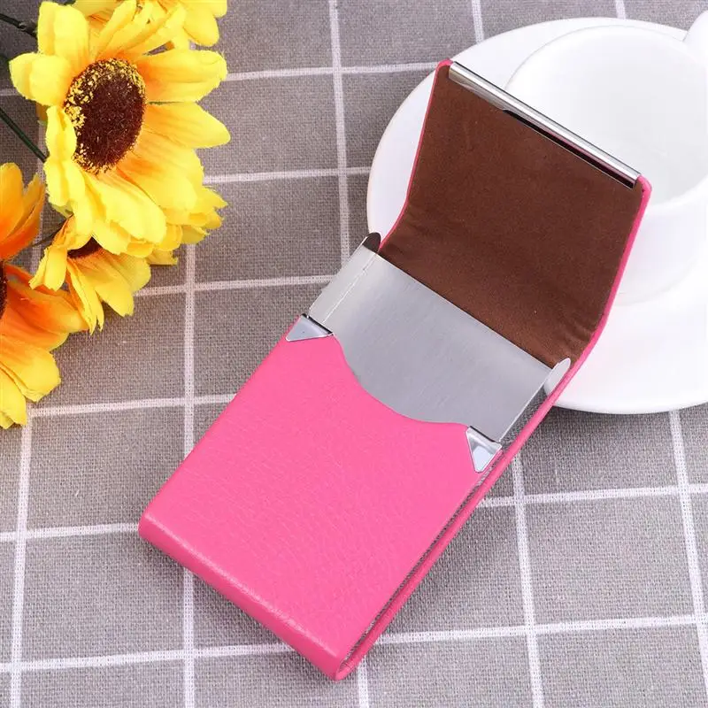 

Big Capacity Vertical Section Business Name Card Credit Card Holder Fashion Unisex Visit Card Case Metal Wallet PU Leather Box