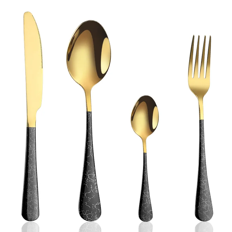 

4Pcs Cutlery Set 304 Stainless Steel Tableware Kitchen Quality Classic Table Knife Fork Spoon Portable Dinner Western Dinnerware