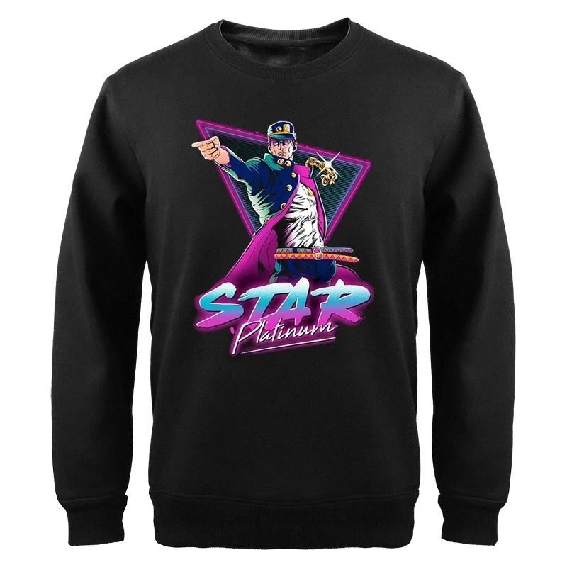 

Толстовка мужская с длинным рукавом, флисовая кофта с принтом, невероятные приключения Джоджо, толстовка с круглым вырезом, японское аниме JOJO