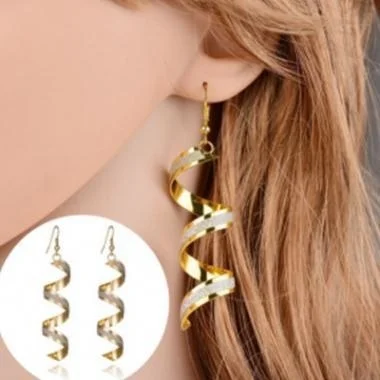 

Europe And America Hoop Earrings Geometric Spiral Personalized Long Frosted Earrings Jewelry Versatile Hot Selling Earring