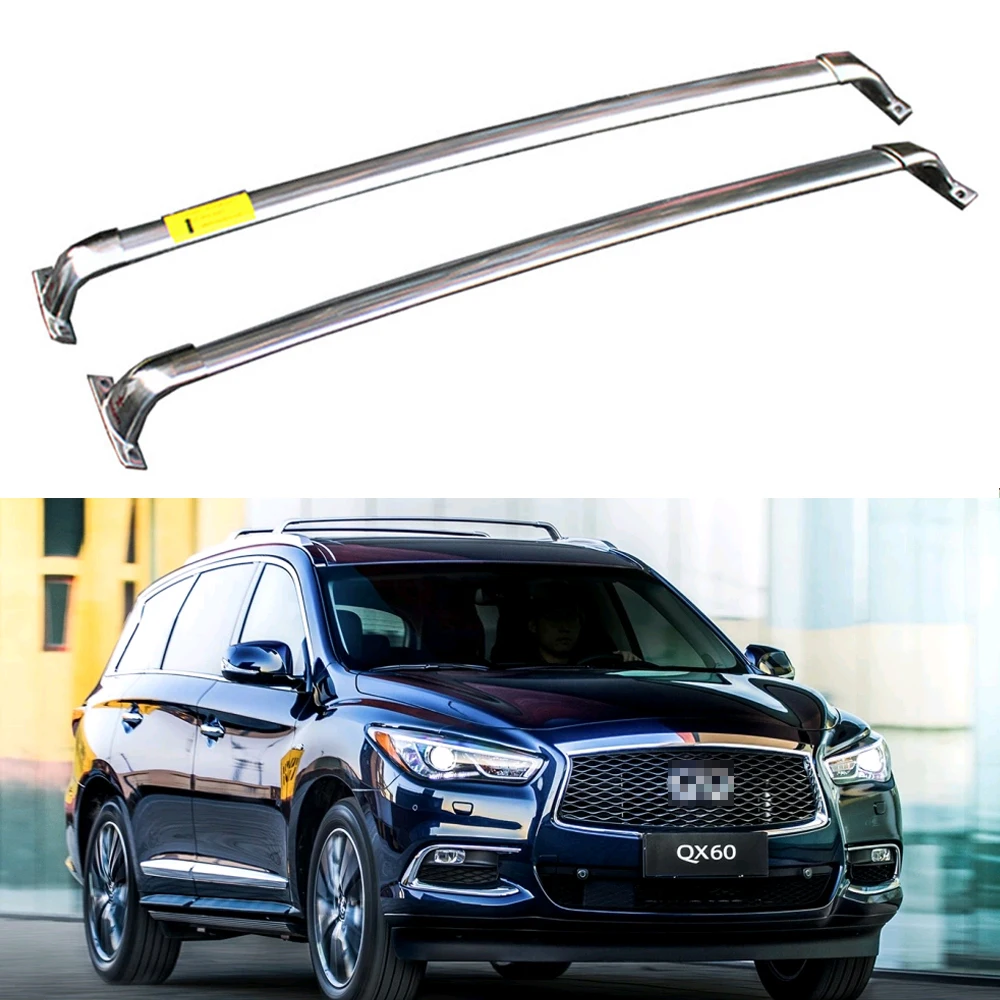 

2Pcs Roof Rack Cross Bars Crossbar Baggage Luggage Rack Stainless Steel Fit for Infiniti JX35 QX60 2013-2021- Silver