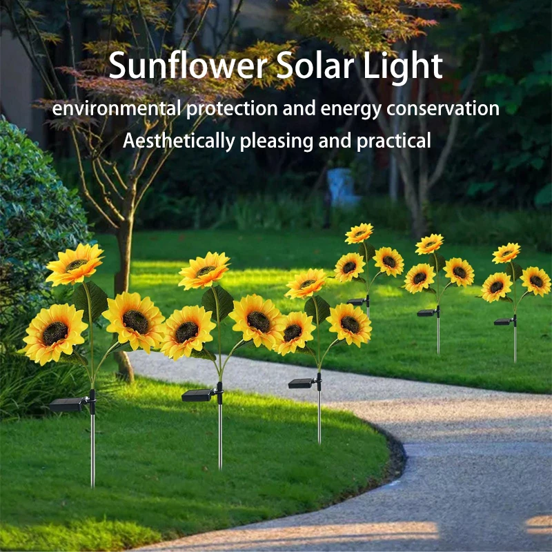 

Подсолнечник Ditanpu, уличное светодиодное водонепроницаемое освещение для цветов, декор для сада, лампа на колышке с искусственными украшениями для дорожек и газона