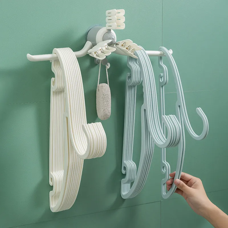 

Free Punching Hanger Storage Rack Multi-functional Balcony Dormitory Finishing Rack Creative Wall-mounted Hanger Hook Organizer