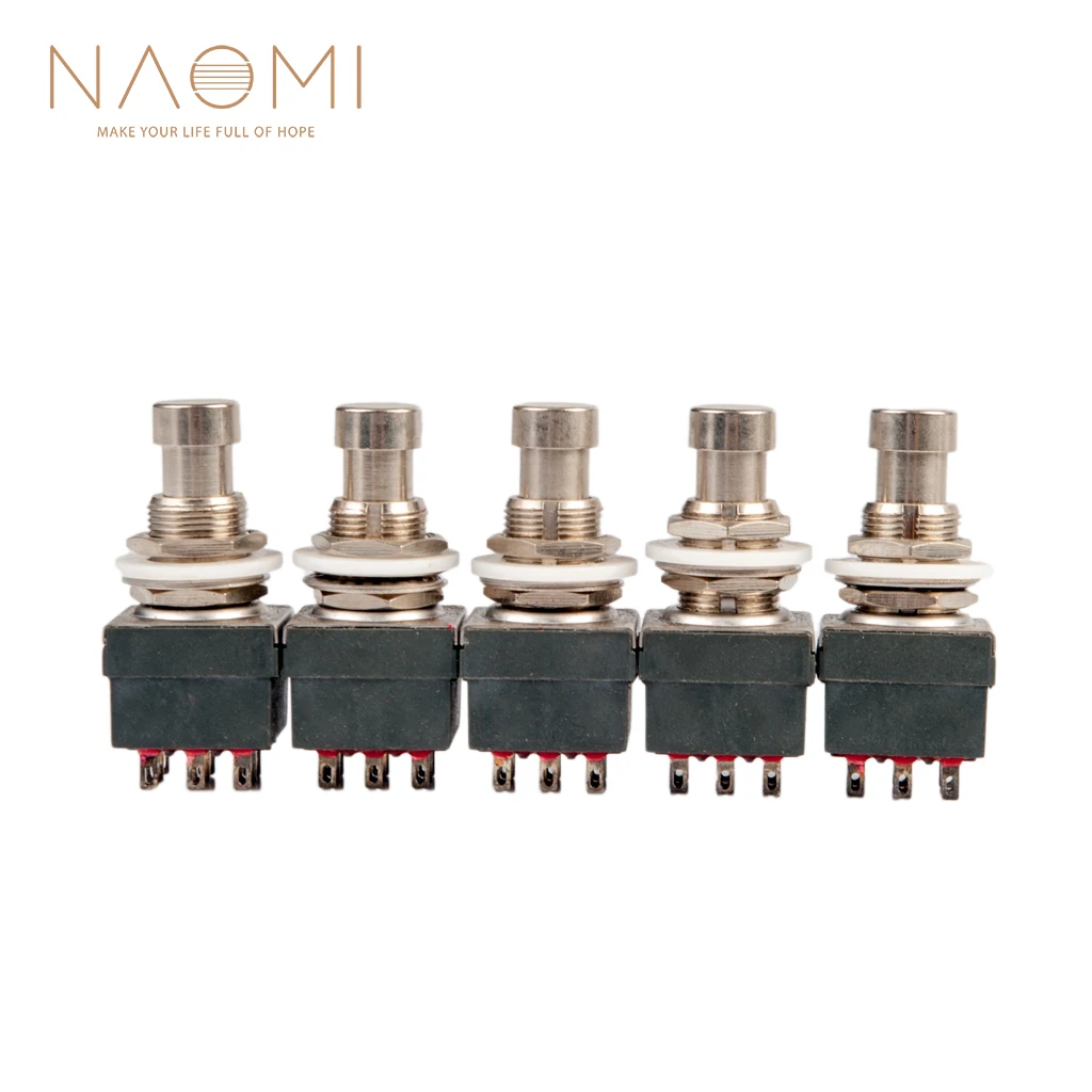 

NAOMI 5PCS 9 Pin 3PDT Guitar Effects Pedal Box Stomp Foot Metal Switch True Bypass Guitar Parts Accessories New Set Red