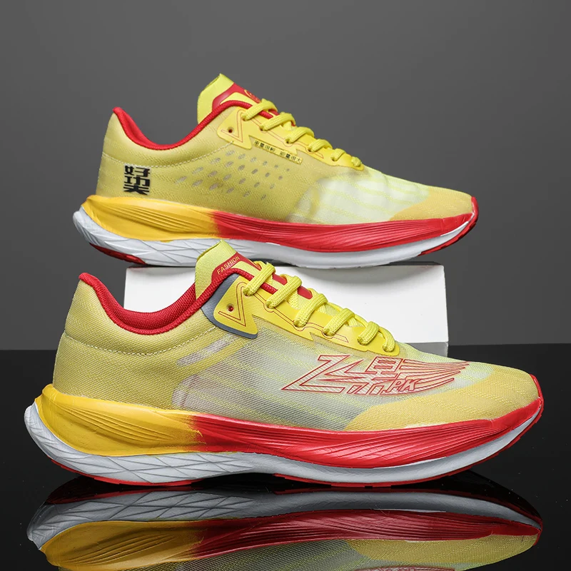 Ultralight Carbon Plate Men Running Shoes Women Mesh Breathalbe Cushioning Athletic Sports Jogging Shoes male Training Sneakers