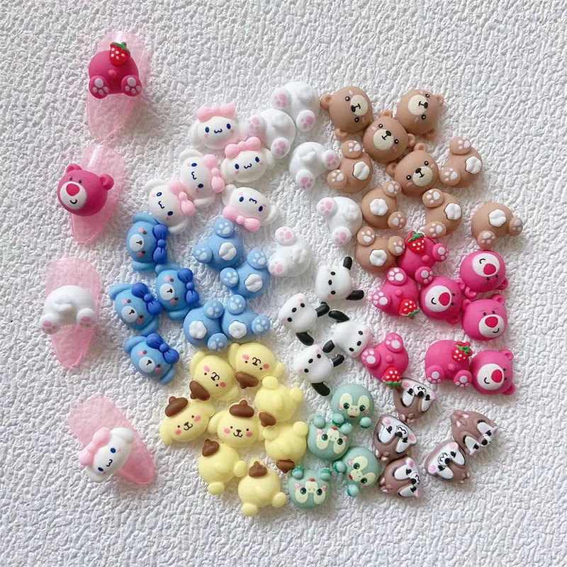 

10 шт. Новинка кавайные пластыри Sanrio аниме Cinnamoroll pompurin милые Мультяшные животные Пластыри для ногтей из смолы ювелирные изделия аксессуары И...